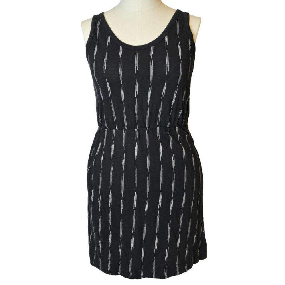 H&M BASICS SLEEVELESS BLACK & WHITE‎ ELASTIC WAIST DRESS SZ SMALL